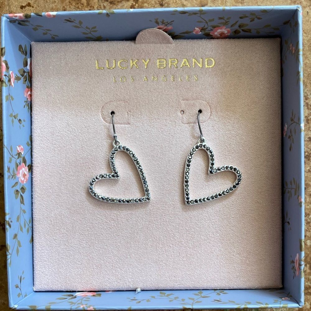 LUCKY Brand‎ silver and marquisate heart dangle earrings